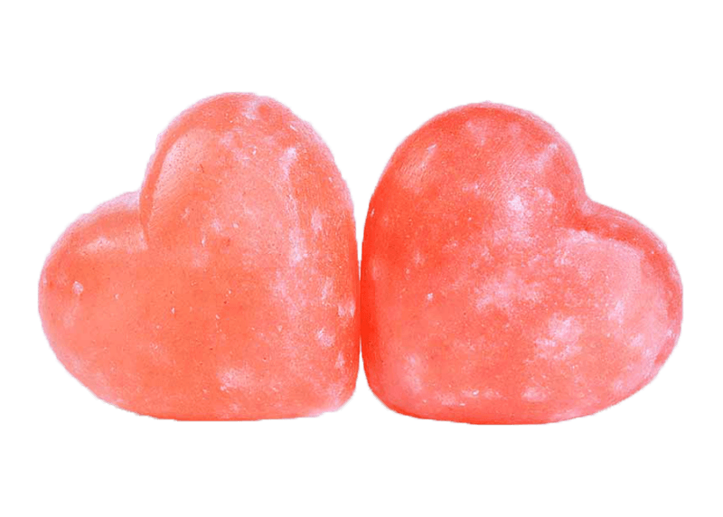 Handcrafted Heart-Shaped Himalayan Pink Salt Massage Stones - Natural Spa & Body Care Two handcrafted heart-shaped Himalayan Pink Salt Massage Stones carved from pure natural rock salt crystal