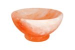 Handcrafted Himalayan Pink Salt Bowl with a smooth round pedestal base carved from pure natural rock salt crystal