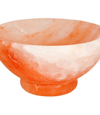 Handcrafted Himalayan Pink Salt Bowl with a smooth round pedestal base carved from pure natural rock salt crystal