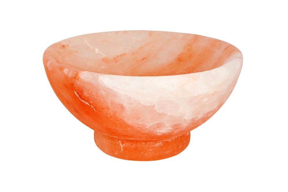 Handcrafted Himalayan Pink Salt Bowl - Natural Spa & Decor Accent Handcrafted Himalayan Pink Salt Bowl with a smooth round pedestal base carved from pure natural rock salt crystal
