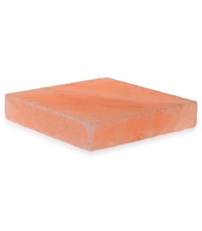 Handcrafted square Himalayan Pink Salt Tile Slab carved from pure natural rock salt crystal