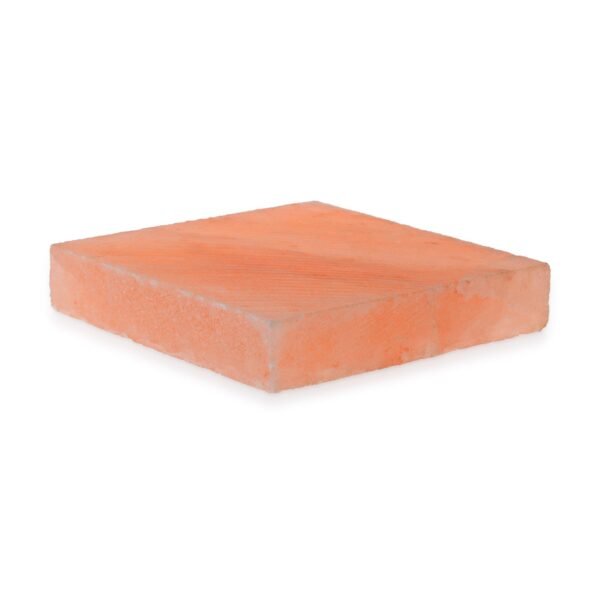 Handcrafted square Himalayan Pink Salt Tile Slab carved from pure natural rock salt crystal