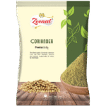 Zeenat coriander powder spice pouch with ground dhaniya scoop and whole coriander seeds