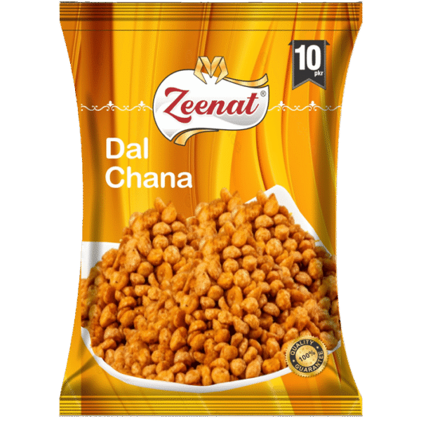 Zeenat Dal Chana fried snack retail pouch with 10 PKR price badge and 100 percent quality guarantee seal