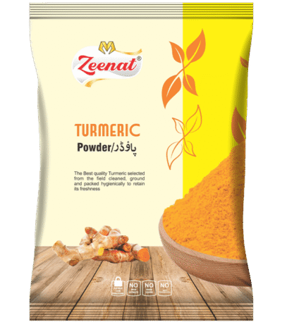 Pure ground turmeric powder spice pouch with ground haldi scoop and whole turmeric roots