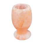 Handcrafted Himalayan pink salt shot glass with round pedestal base carved from natural rock salt crystal