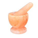 Handcrafted Himalayan pink salt mortar and pestle set with smooth polished crystal surface